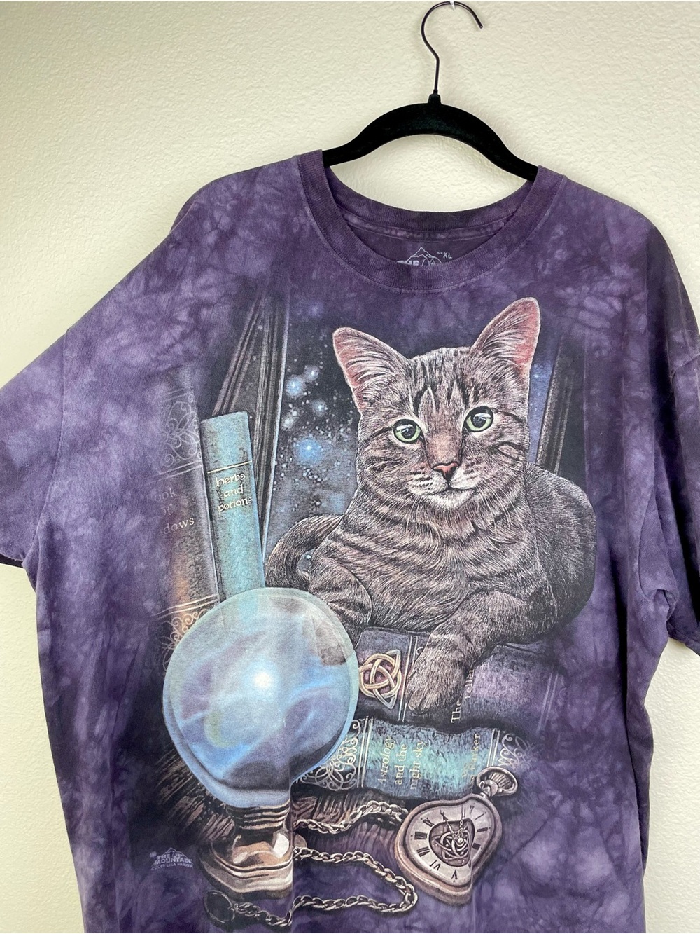 The Mountain Men's XL The Fortune Teller Cat Classic Cotton T-Shirt Magic Purple - Picture 4 of 12